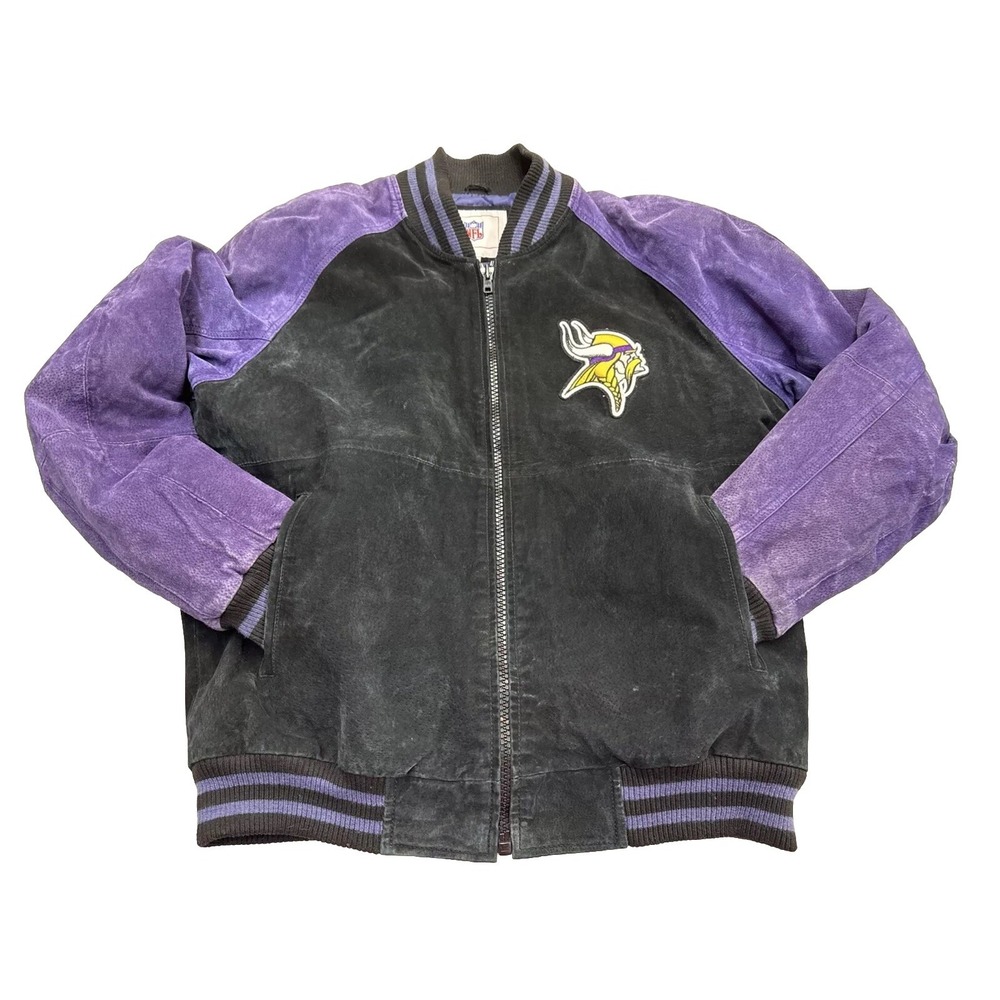 VTG EUC Minnesota Vikings NFL Suede Leather‎ Jacket Large #1